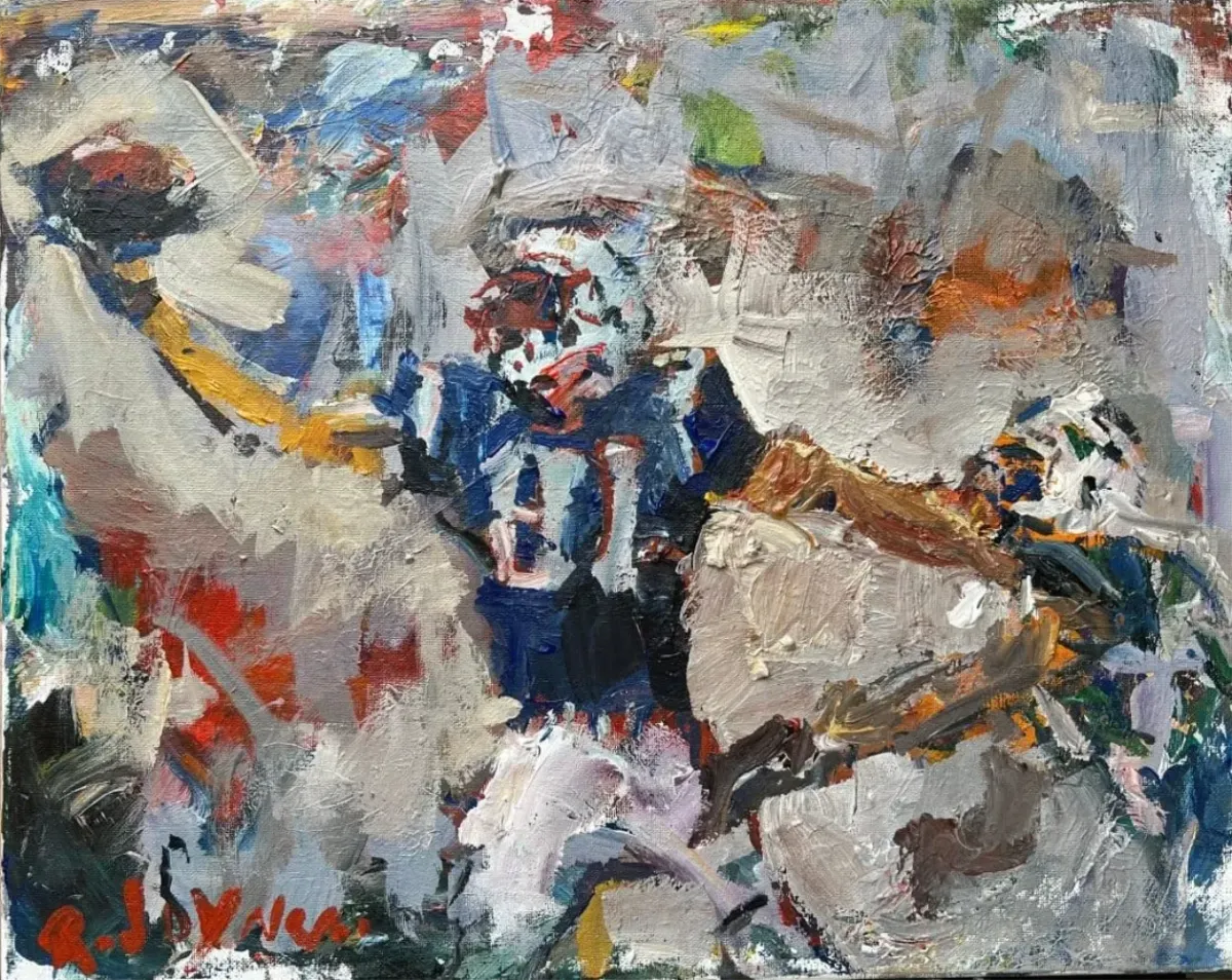 Original New England Patriots Painting with Randy Moss