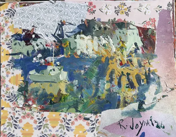 Mixed Media Landscape Painting from an Old Mixing Palette
