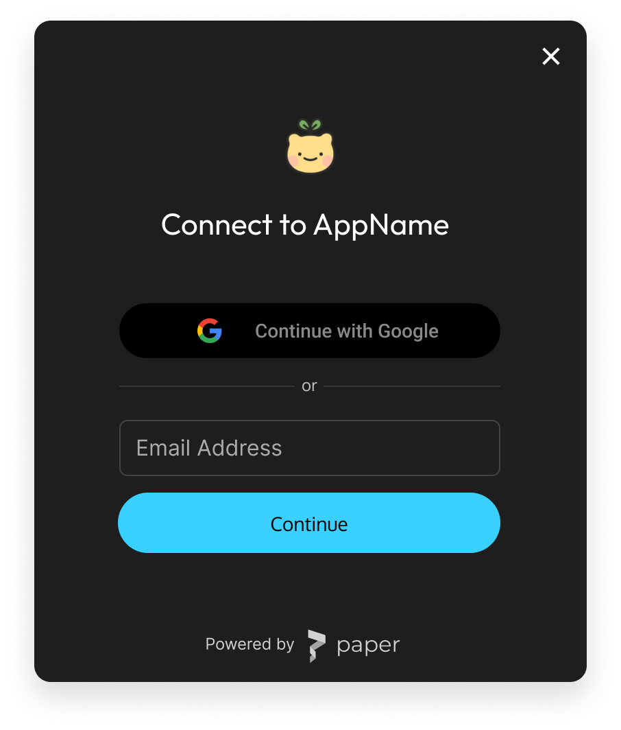 Login With Paper modal