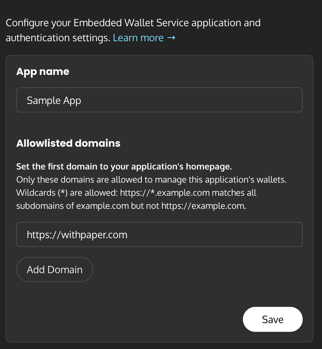 Paper Embedded Wallet Service