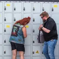 Festival goers at Volt lockers