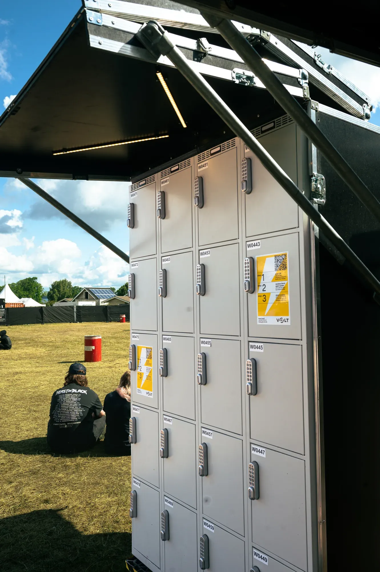The Volt crew setting up locker modules