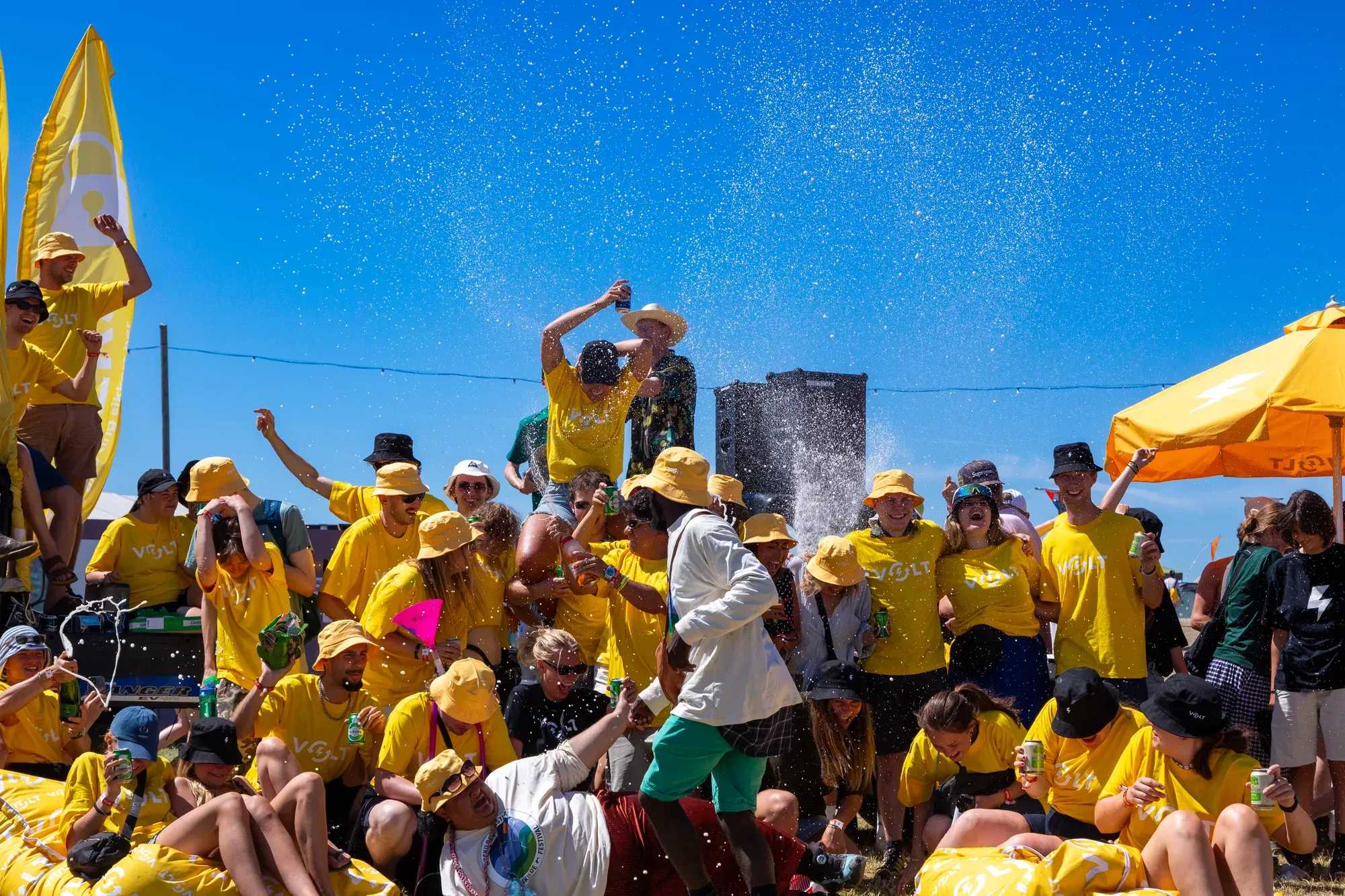 The Volt crew celebrating at Roskilde Festival