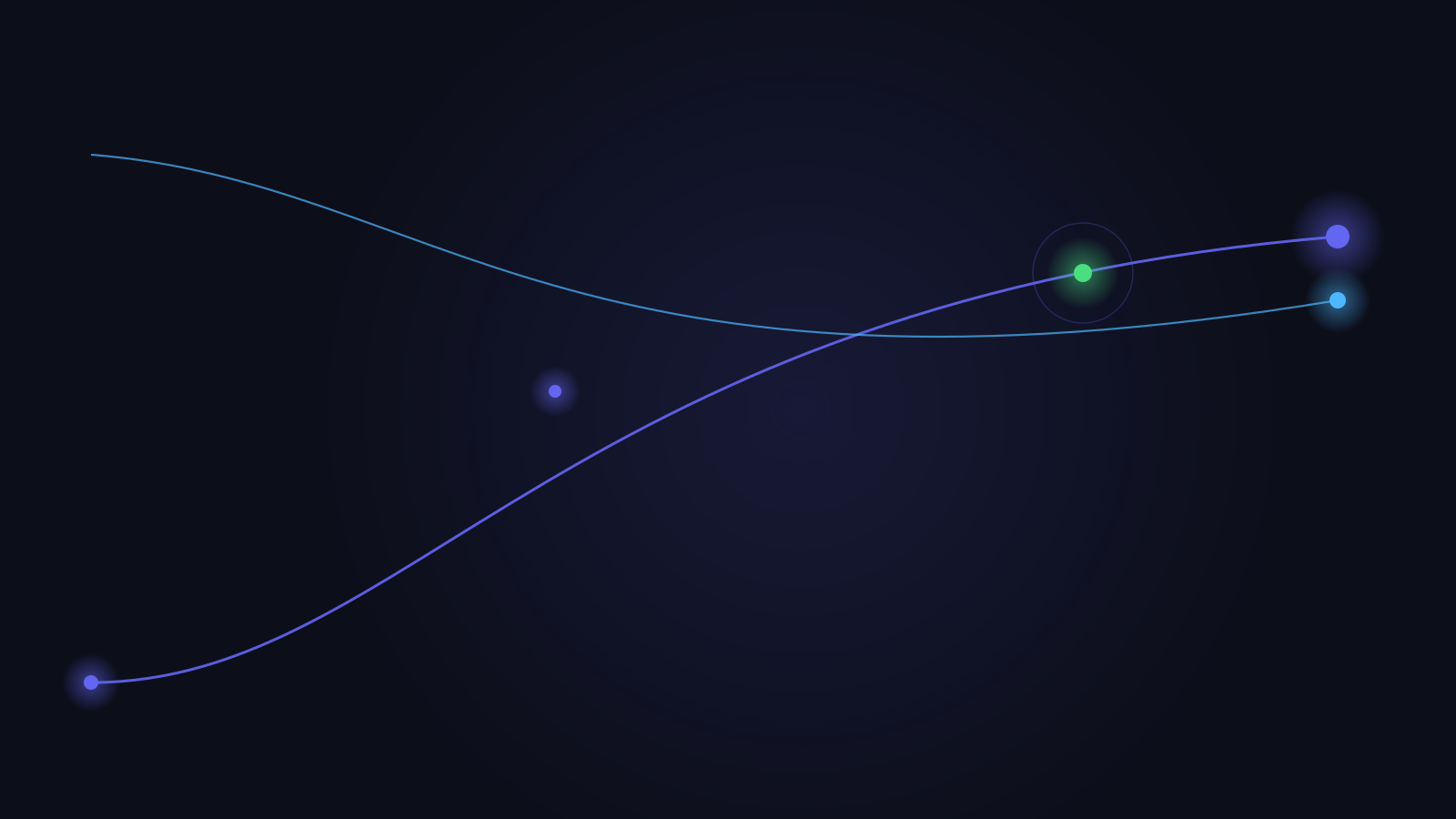 Deux trajectoires qui convergent, illustration abstraite