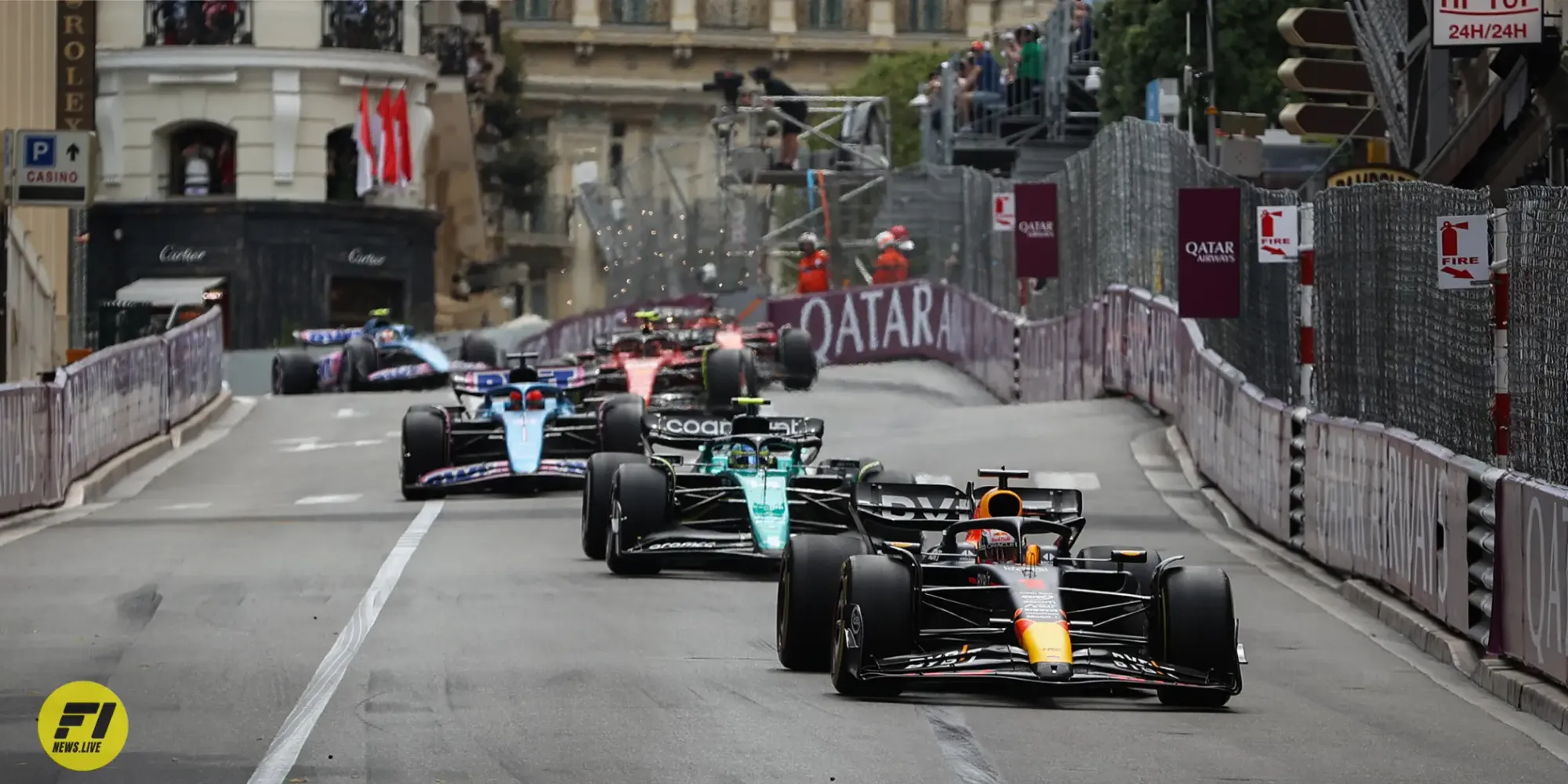 Max Verstappen leading the race at the 2023 Monaco Grand Prix- Red Bull Content Pool