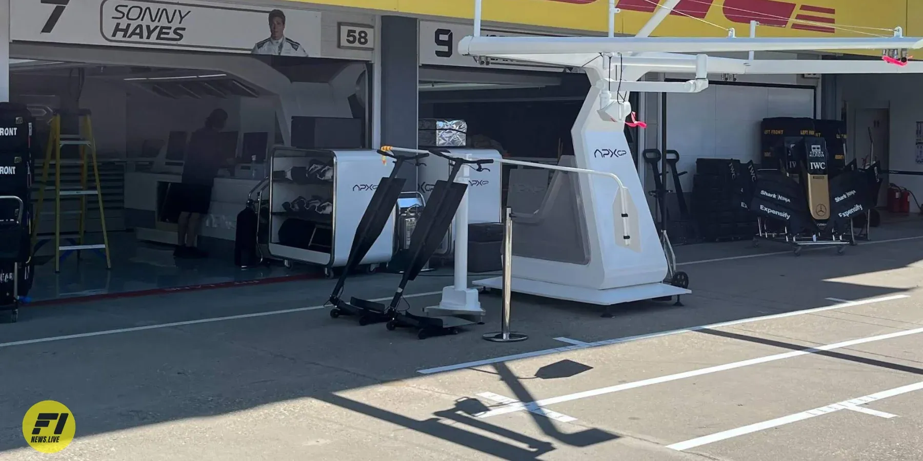 APXGP fictional garage in Hungaroring at the 2023 Hungarian Grand Prix