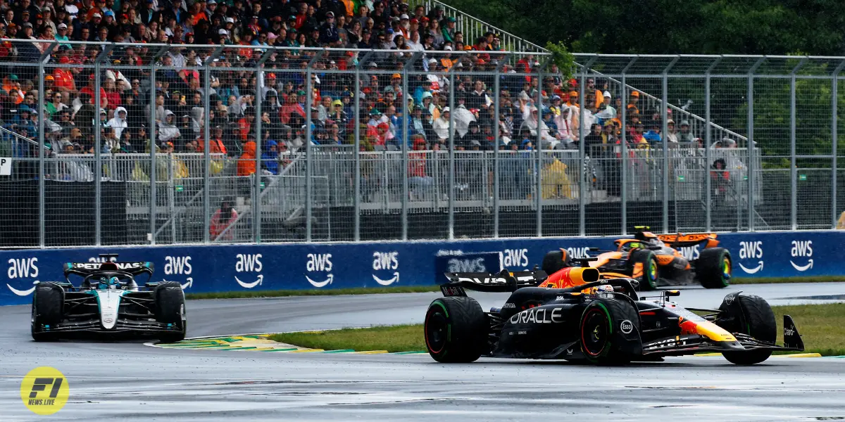 Max Verstappen and George Russell -Red Bull Content Pool