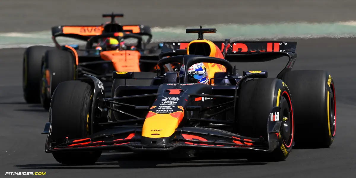 Max Verstappen and Oscar Piastri during the Sprint Race in China-Red Bull Content Pool