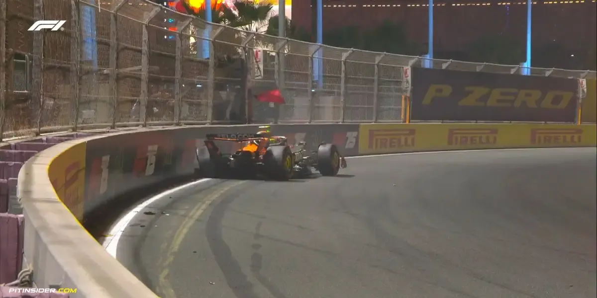 Lando Norris crashes in Q3 at the 2025 Saudi Arabian GP-F1TV