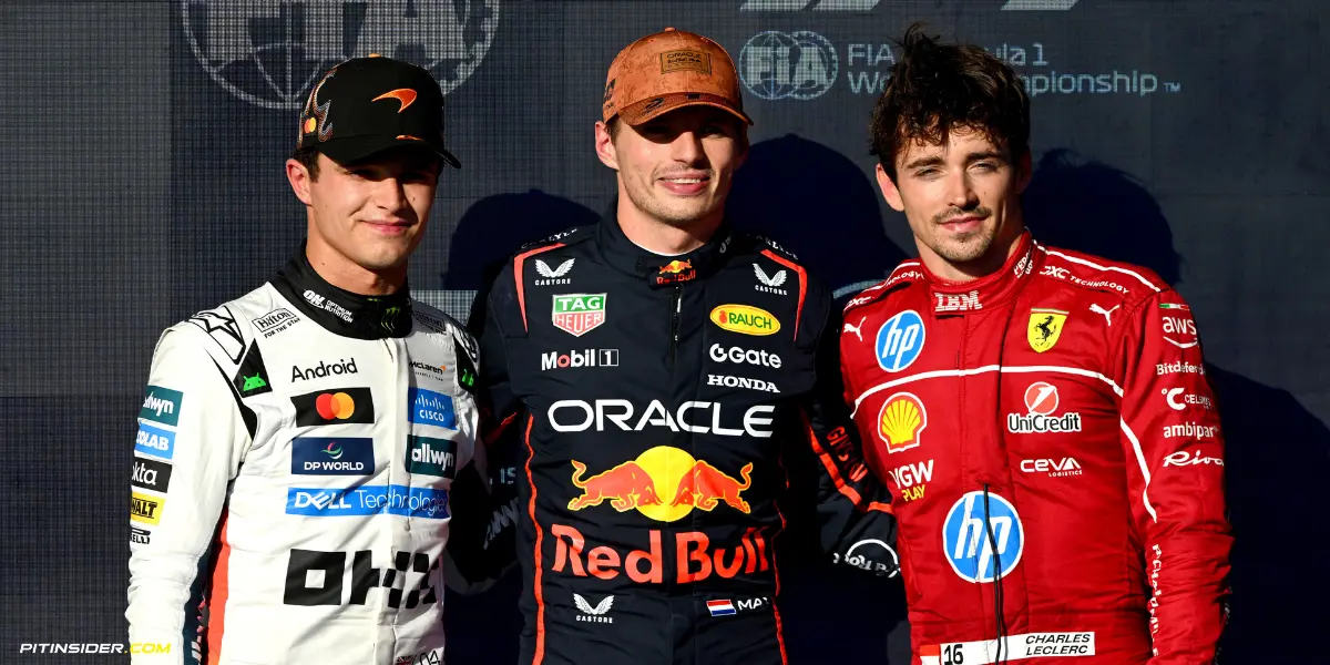Lando Norris,Max Verstappen and Charles Leclerc-Pitinsider.com