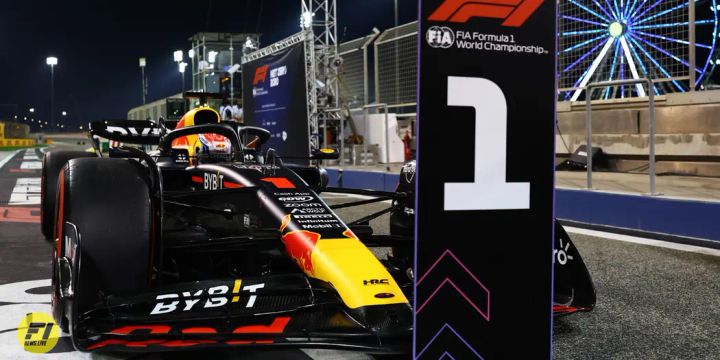 Max Verstappen stops in parc ferme during qualifying ahead of the F1 Grand Prix of Bahrain