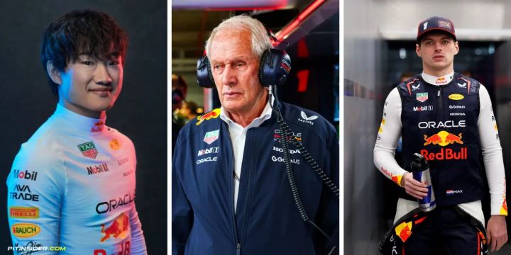 Yuki Tsunoda,Helmut Marko and Max Verstappen-Pitinsider.com