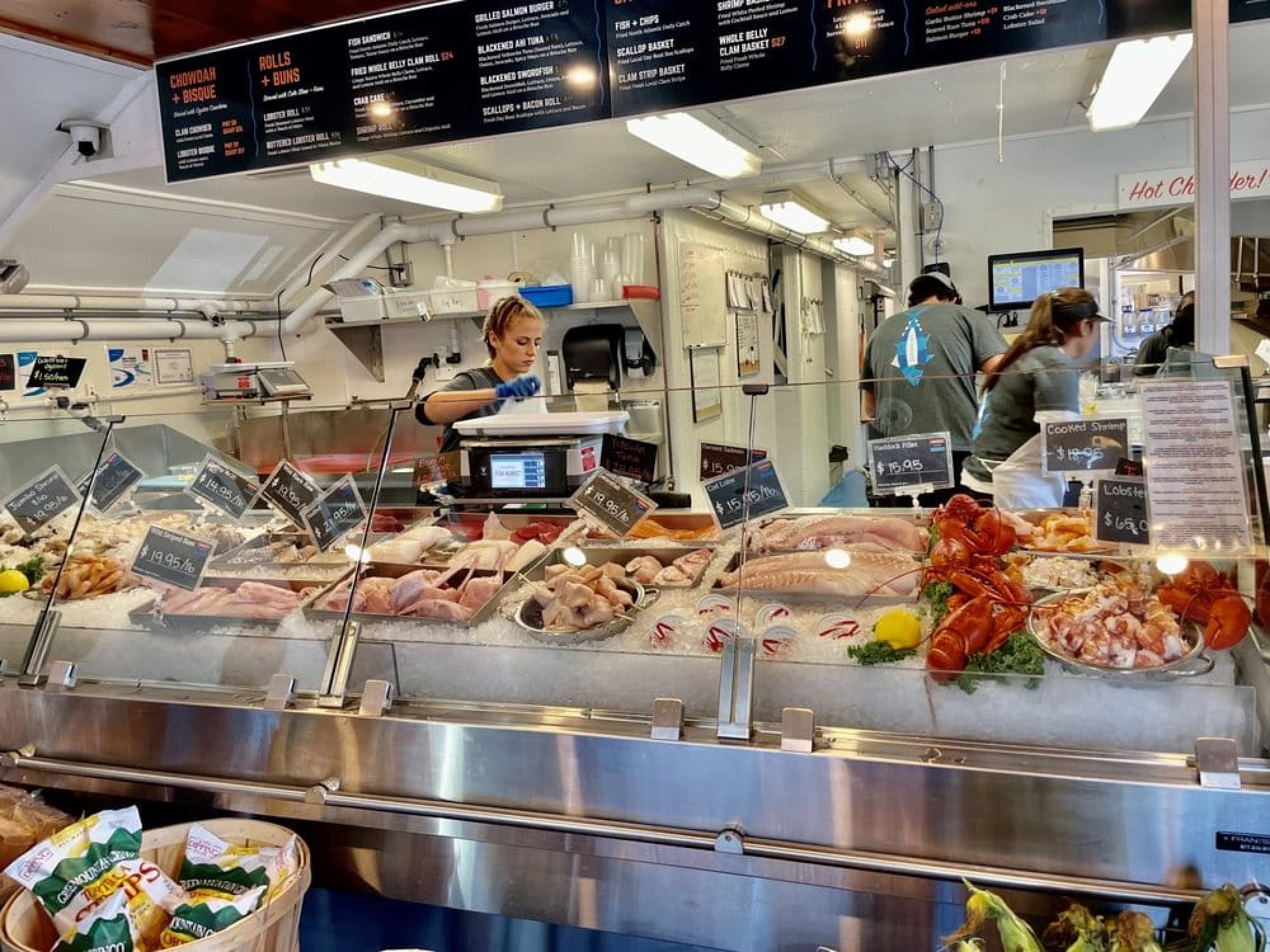 Seafood display at a fresh fish market