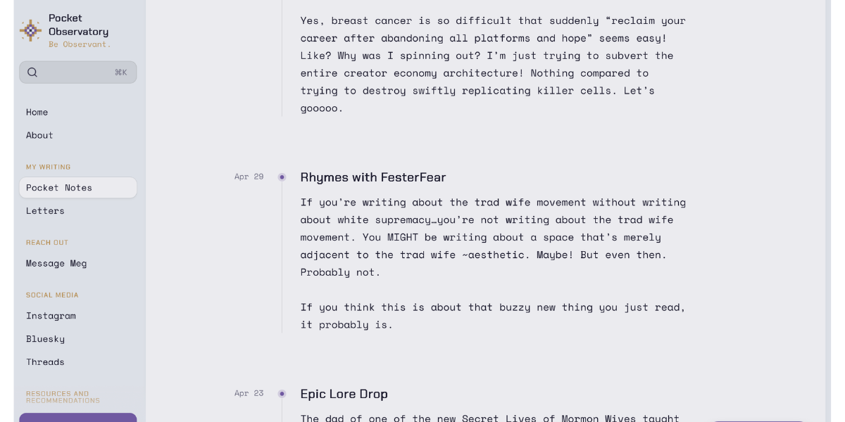 An image of the Pocket Notes feed
