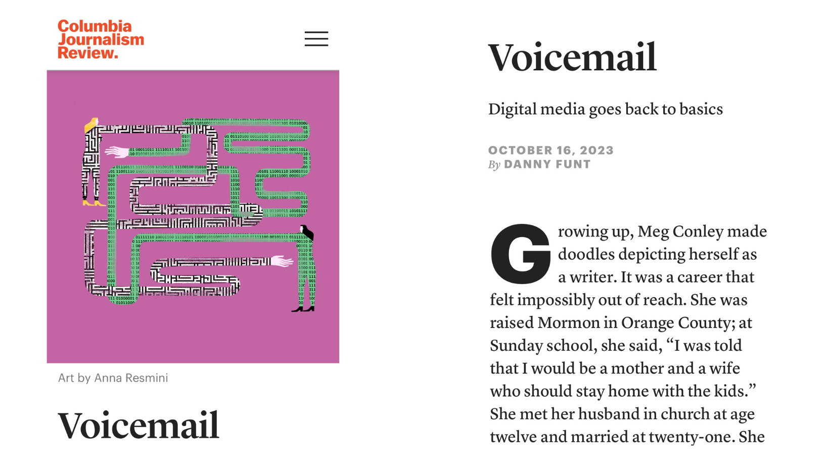 You and I were in Columbia Journalism Review