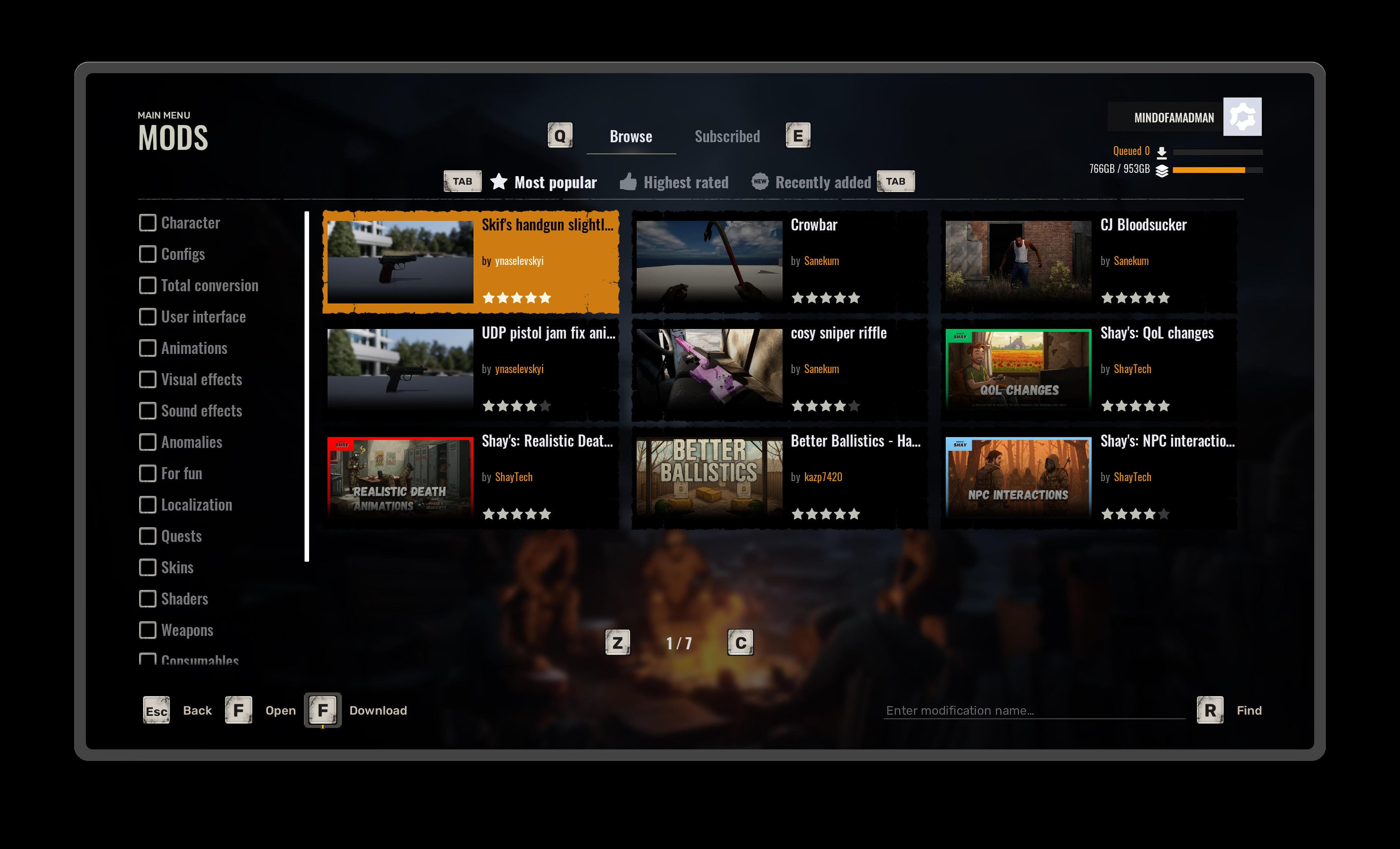 S.T.A.L.K.E.R. 2 in-game UE5 mod browser