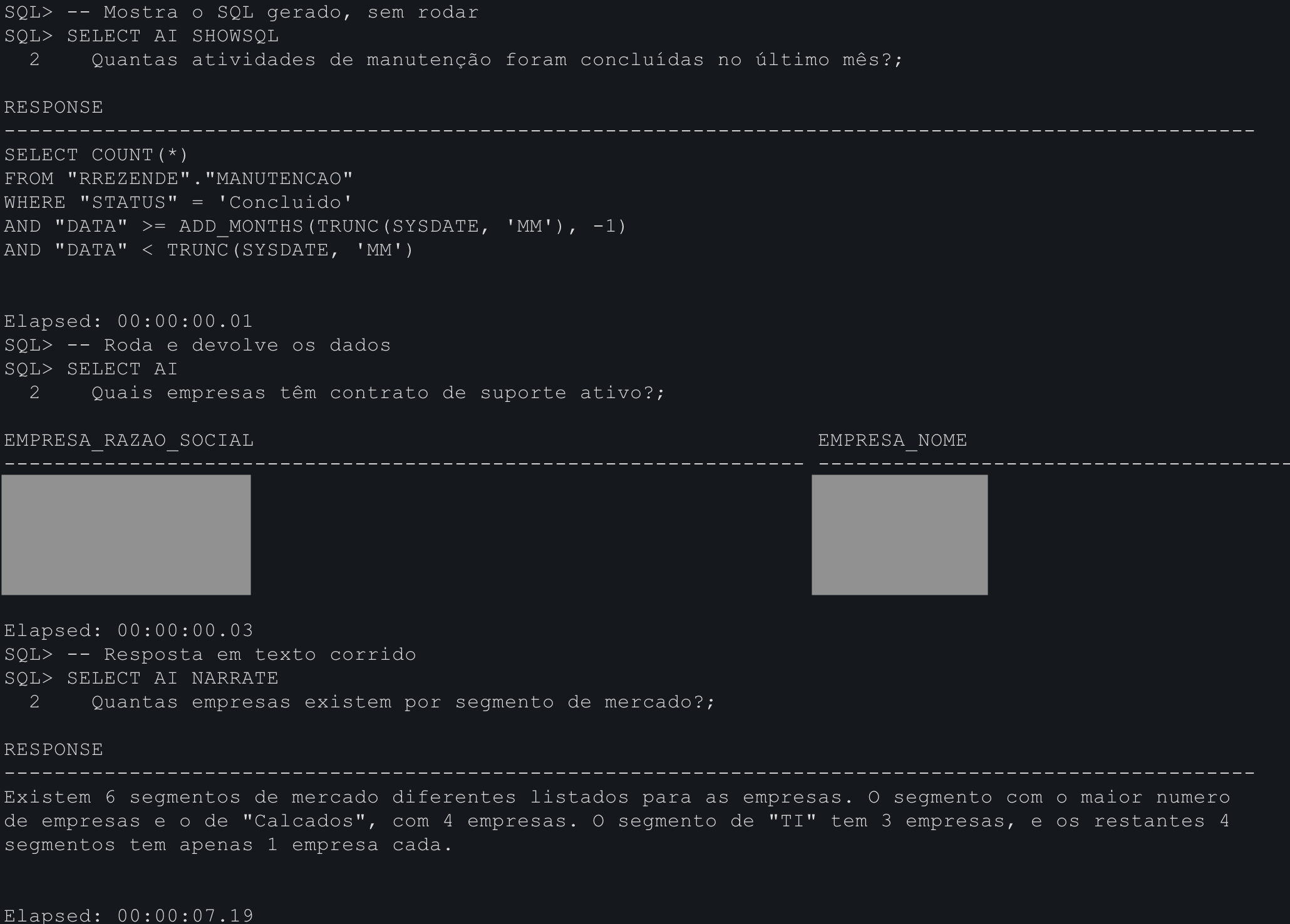 Executando o SELECT AI