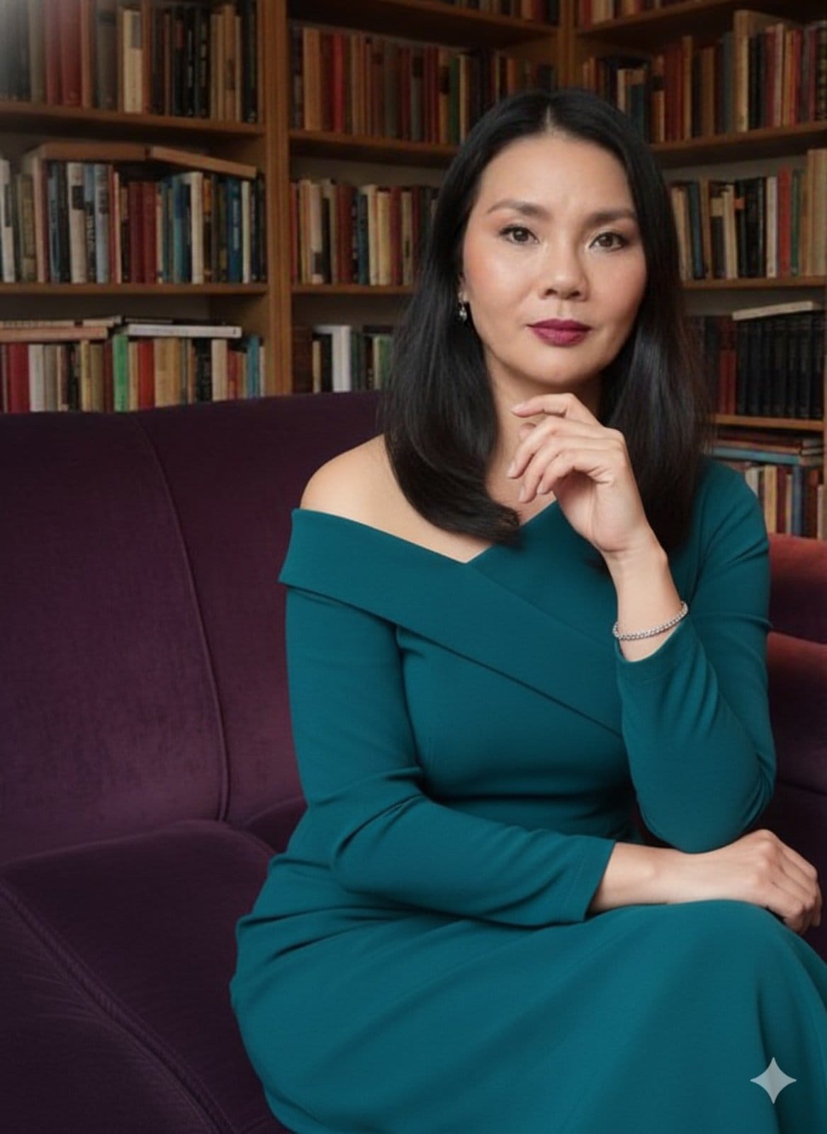 Xukun Ji in her home library