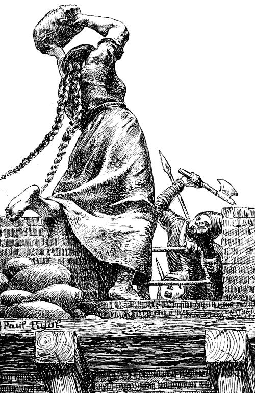 «&nbsp;Assaut de Simon de Montfort&nbsp;», gravure de Paul Pujol