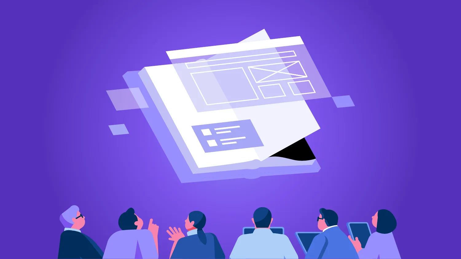 AI 디지털교과서 프로토타입 시연회를 형상화한 일러스트