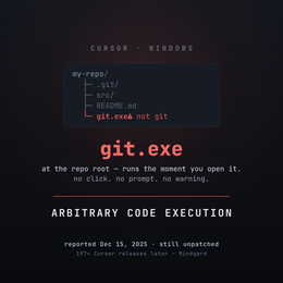 Cursor auto-runs a planted git.exe on Windows, unpatched since December, Mindgard says