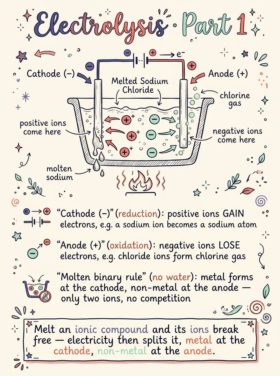 Electrolysis (Part 1): Molten Compounds & the Fundamentals — Study Notes