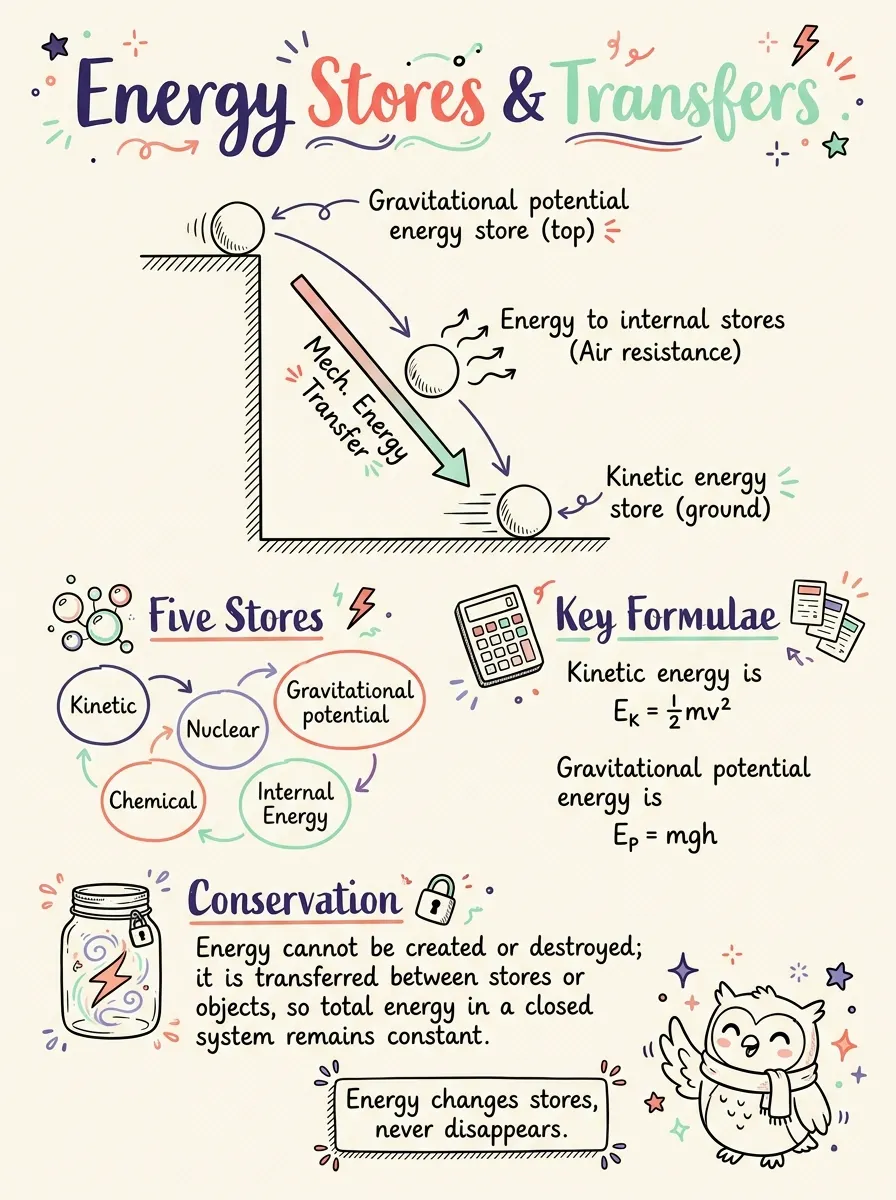 Energy: Stores, Transfers, Work, Power and Resources — Study Notes
