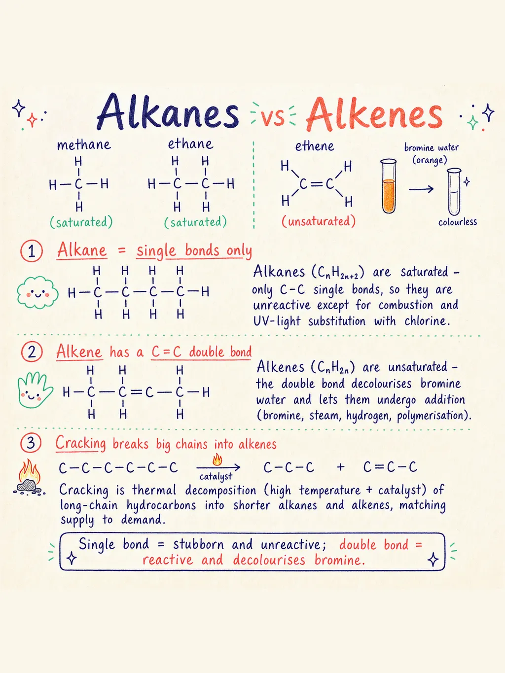 Alkanes vs Alkenes — study notes