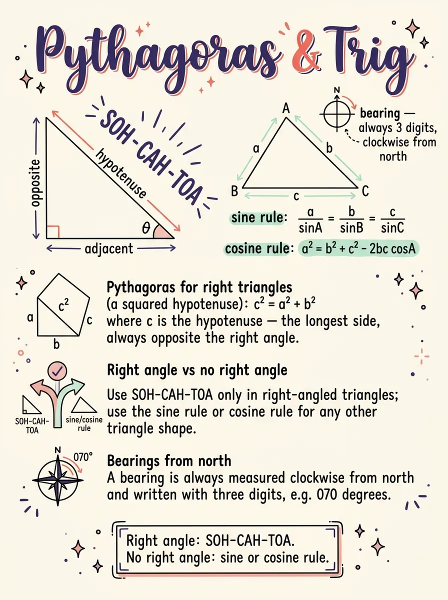 Pythagoras' Theorem and Trigonometry — Study Notes
