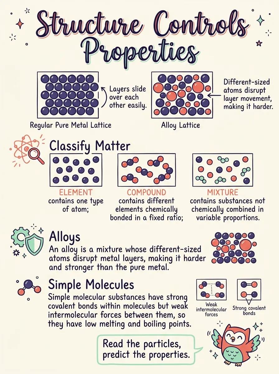 Structure and Properties of Materials: Elements, Compounds, Mixtures, Alloys, and Bonding — Study Notes
