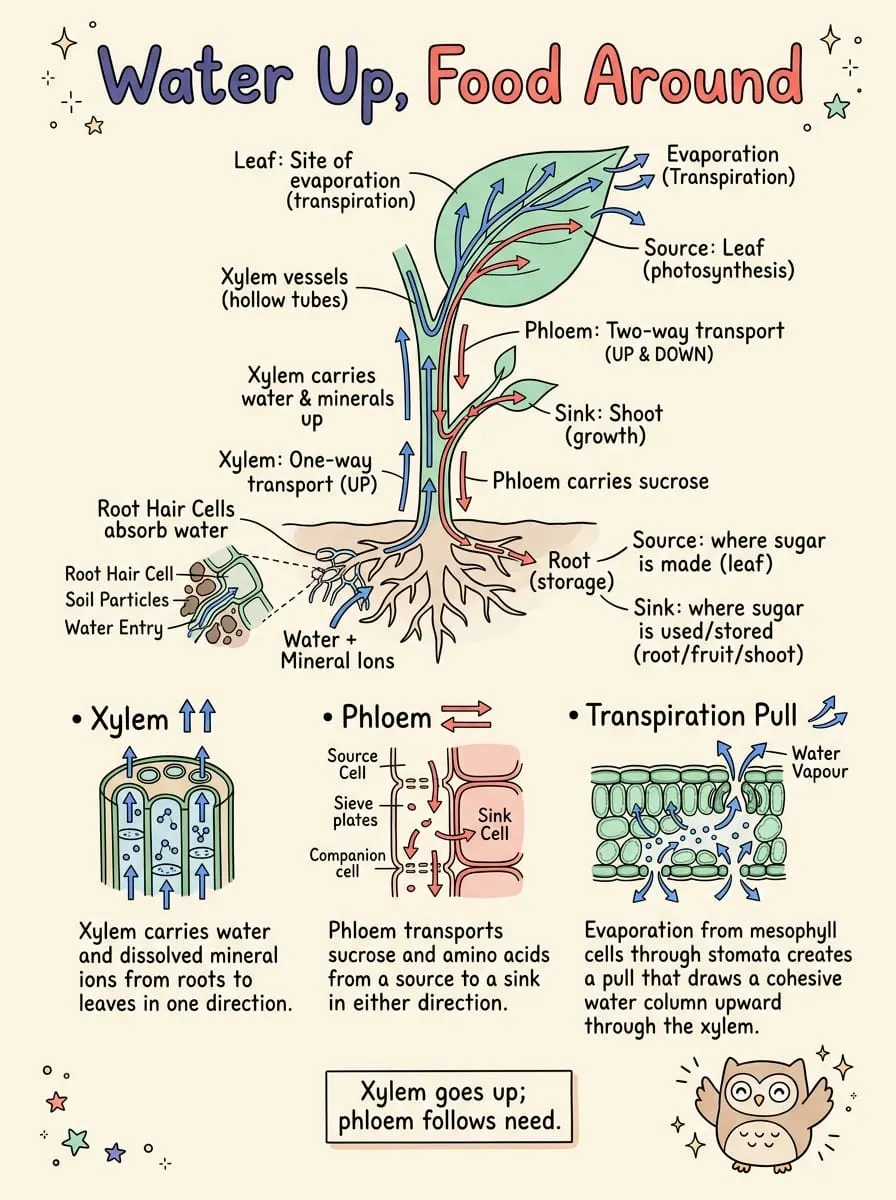 Transport in Plants: Water Transport and Translocation — Study Notes