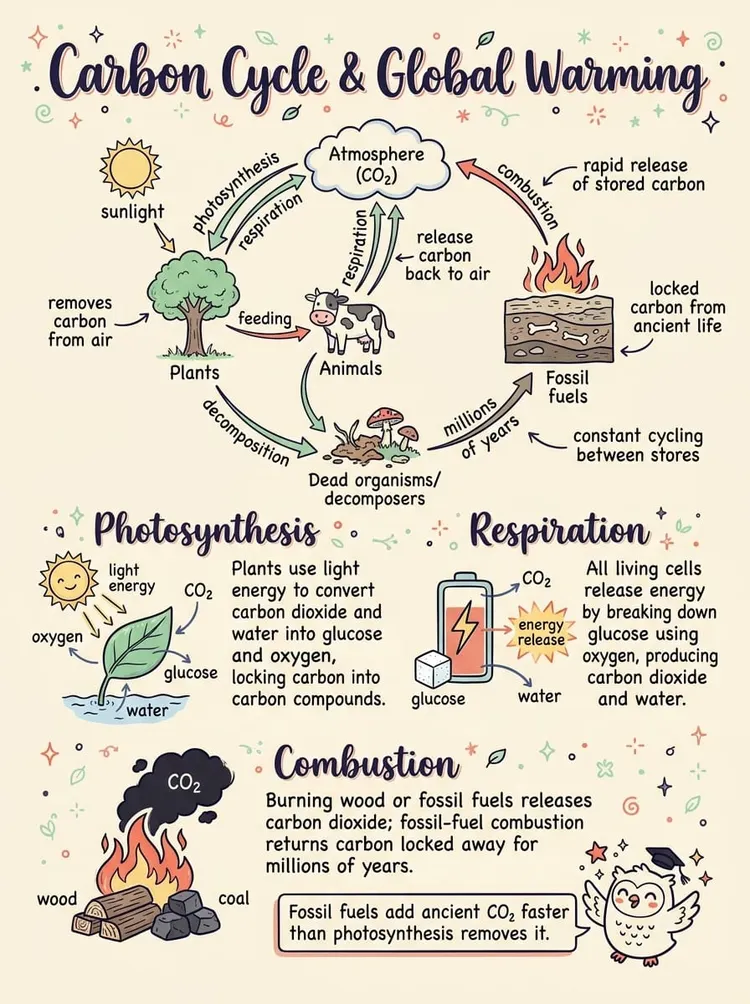 Carbon Cycle and Global Warming — Study Notes