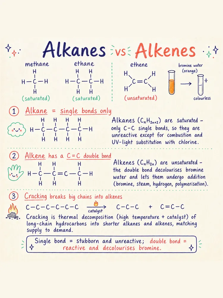 Alkanes vs Alkenes — study notes