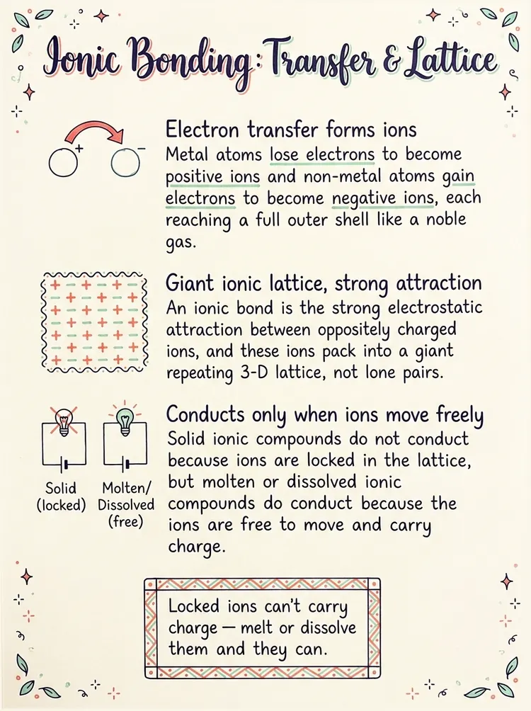 Ionic Bonding: Transfer & Lattice — study notes