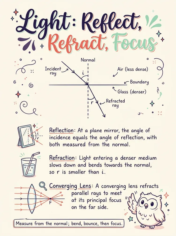 Light: Reflection, Refraction, and Lenses — Study Notes