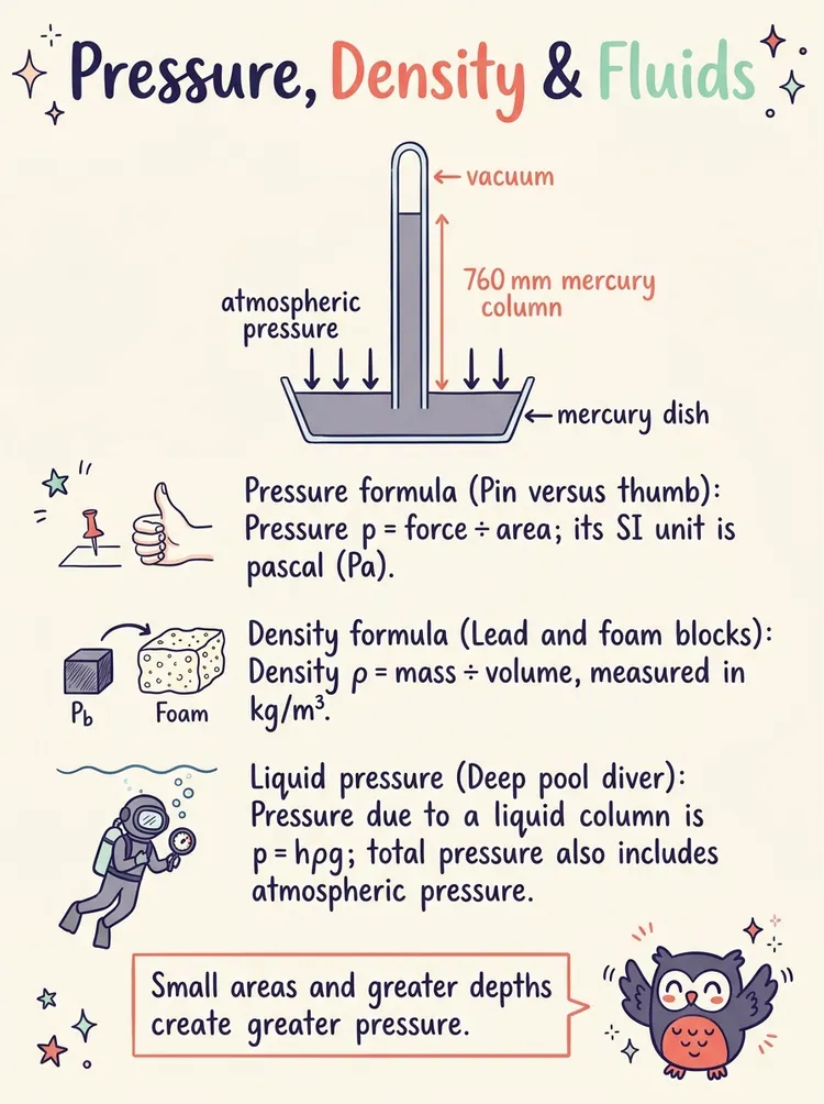 Pressure, Density and Fluid Pressure — Study Notes