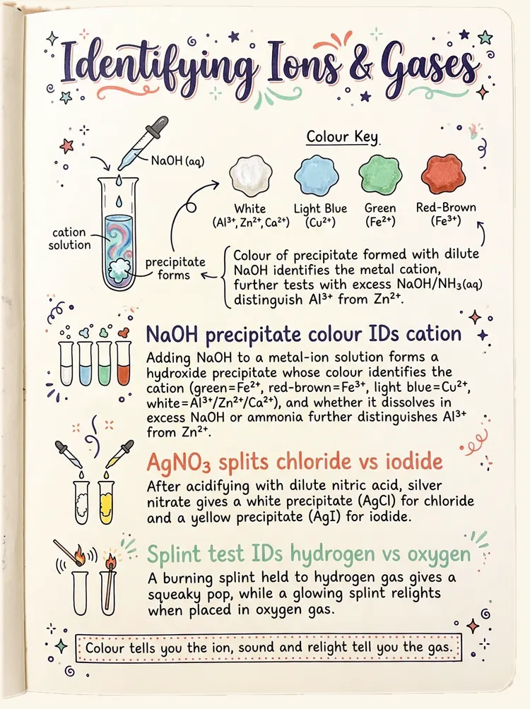 Identifying Ions & Gases — study notes
