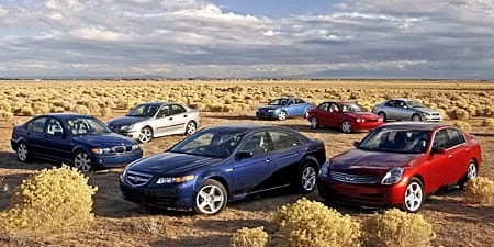 Acura TL, BMW 325i, Saab 9-3, Audi A4, Jaguar X-type, Lexus IS300, Infiniti G35 | Aaron Kiley | Car and Driver