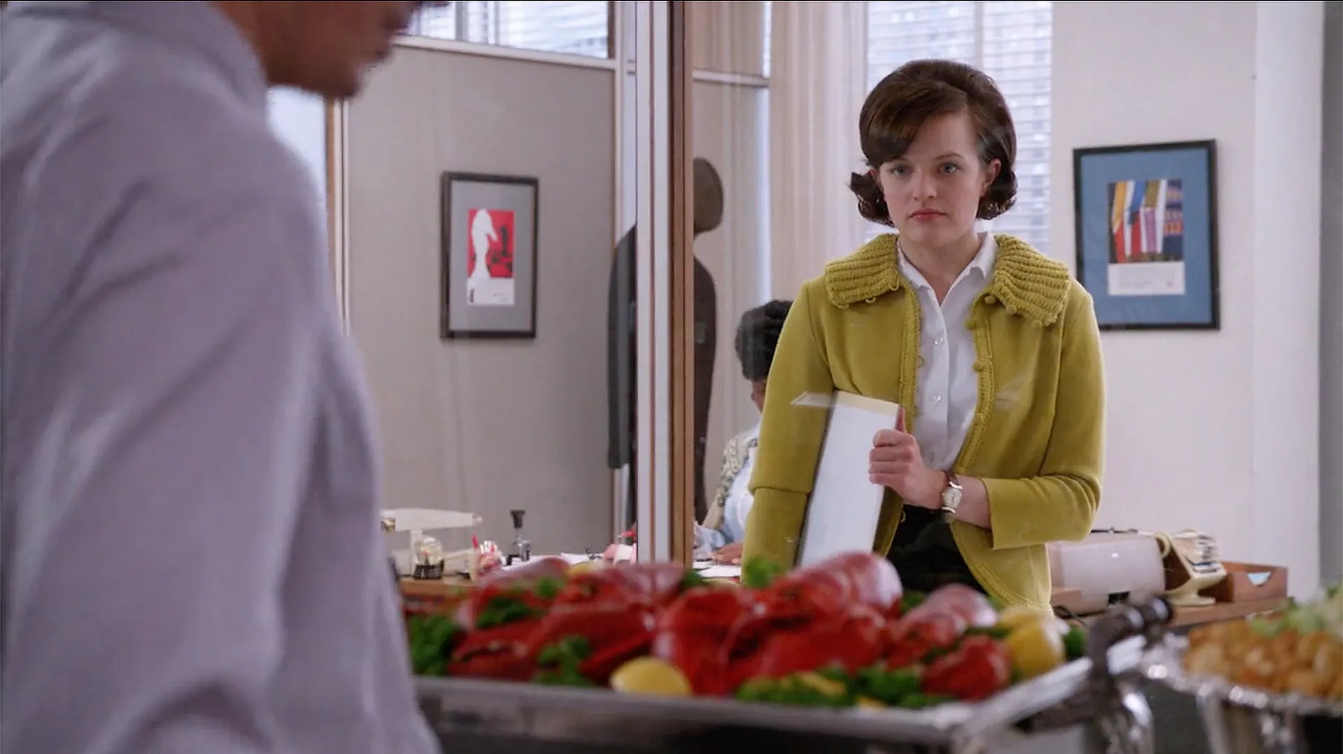 Peggy looking longingly at lobster.