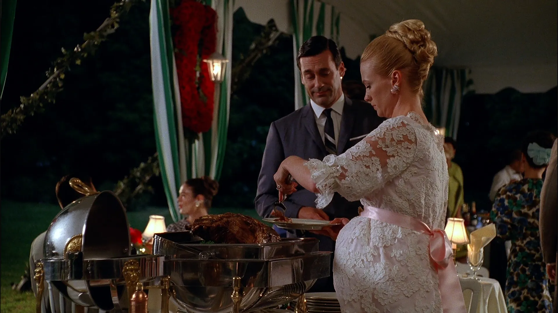 Betty and Don at a buffet.