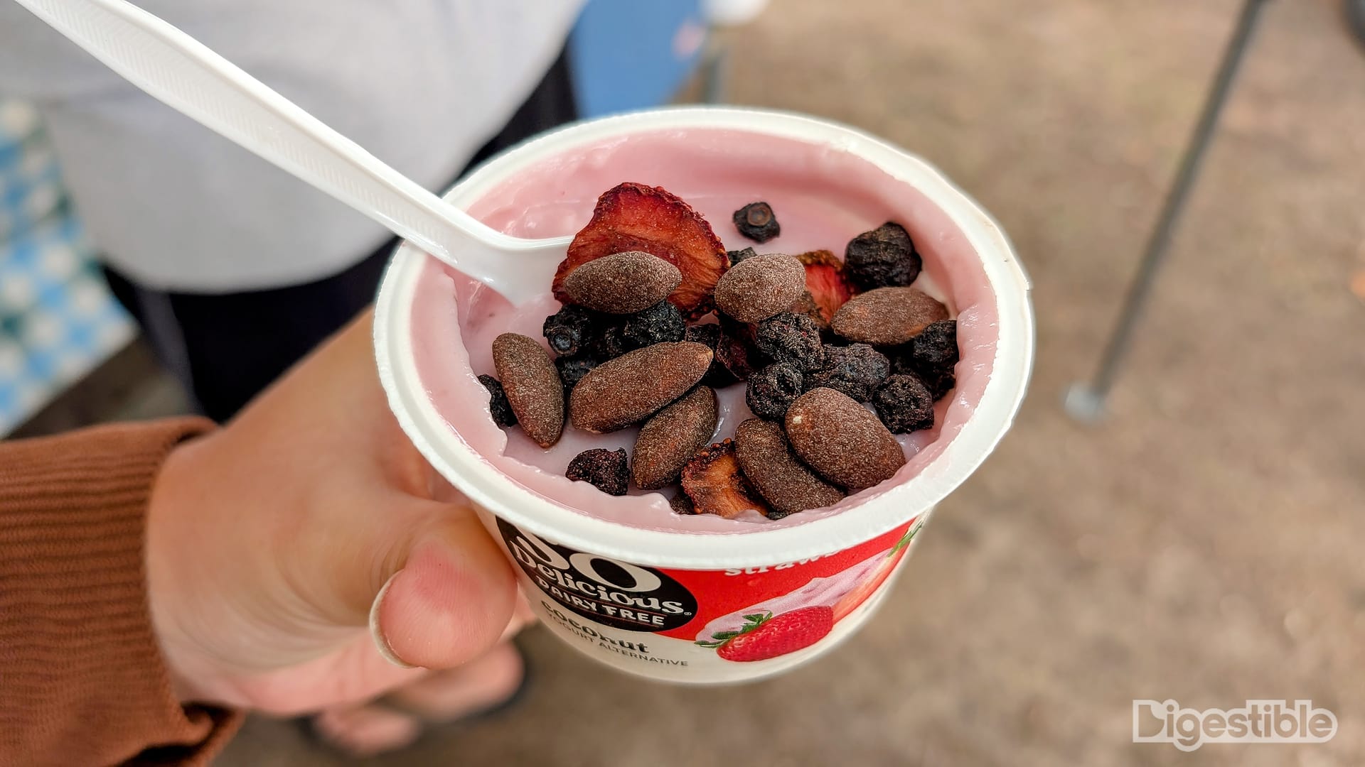 Cocoa Berry RIND Snacks in yogurt.