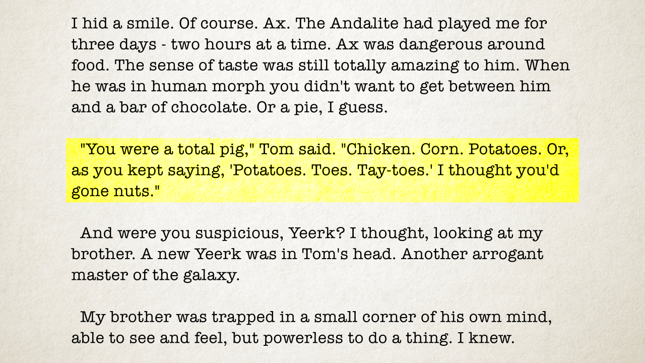 An excerpt from Animorphs book 6.