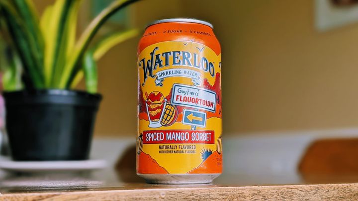 Waterloo Spiced Mango Sorbet sparking water can.