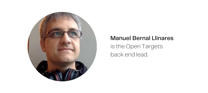 A photo of Manuel Bernal Llinares, with the caption: Manuel Bernal Llinares is the Open Targets back end lead.