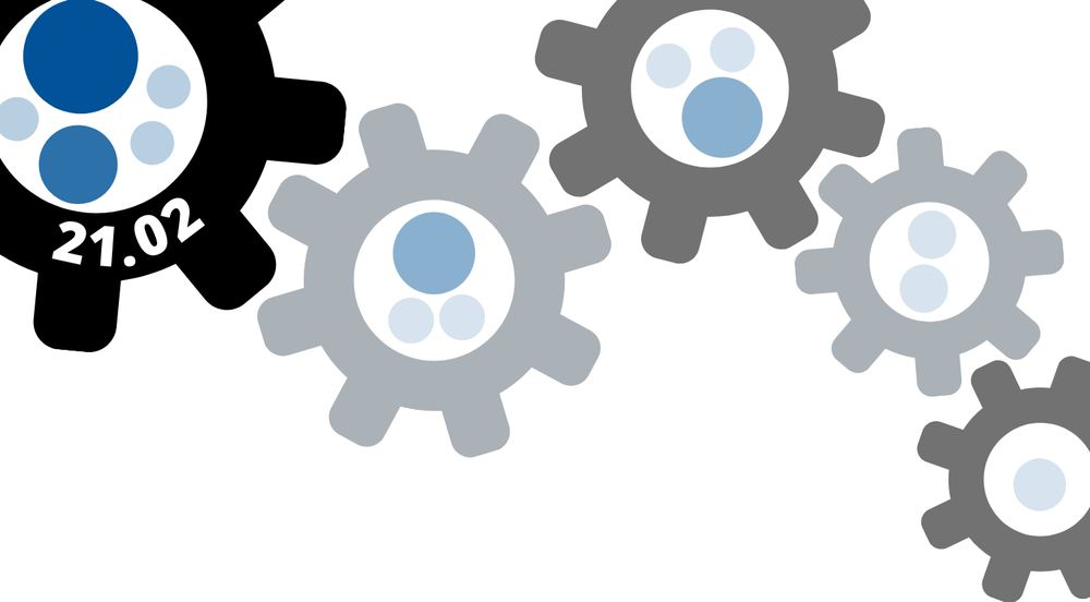 Platform release graphic showing the releases as a series of connected cogs