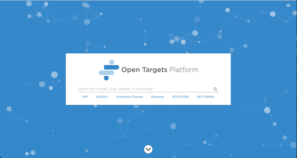 Screenshot of the new Open Targets Platform homepage