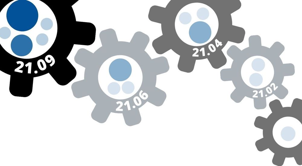 Platform release graphic showing the releases as a series of connected cogs