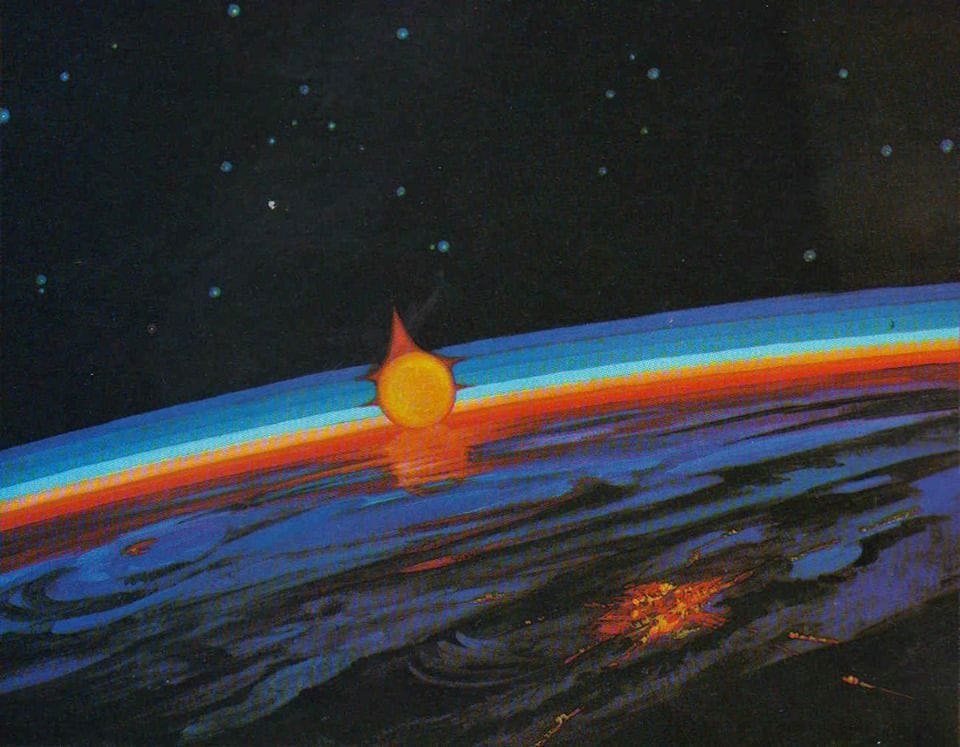 Acrylic painting by Alexei Leonov, painted after returning to Earth.