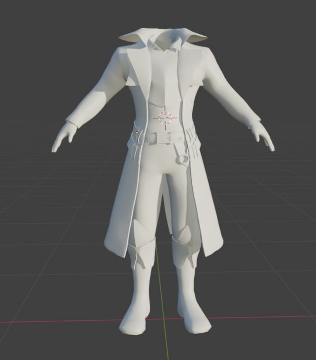 Screenshot of a 3D artist's in-progress design for the magus' outfit in Moondrift Memory.