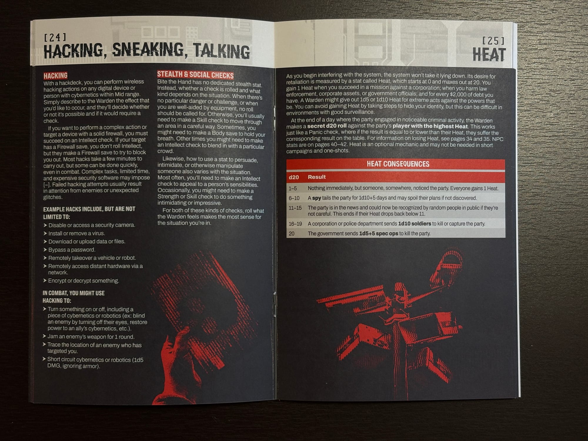 A physical copy of the BTH rulebook laying open.